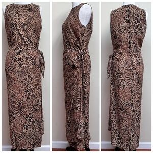 90's Leopard and Zebra Print Maxi Dress by Jones New York Dress Size 6
